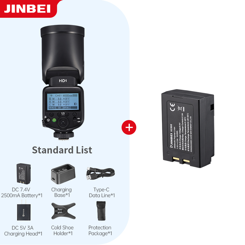 Outdoor Lighting And Camera - JINBEI HD-1ラウンドヘッドHSSスピードライト屋外撮影カメラフラッシュライトリチウムイオンバッテリーキット（バッテリー付き）