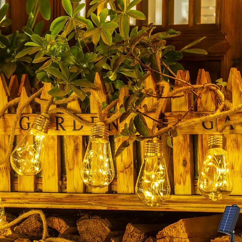String Light Bistro - ソーラーストリングライト 屋外用 防水 耐衝撃電球 ストリングライト ガーデン