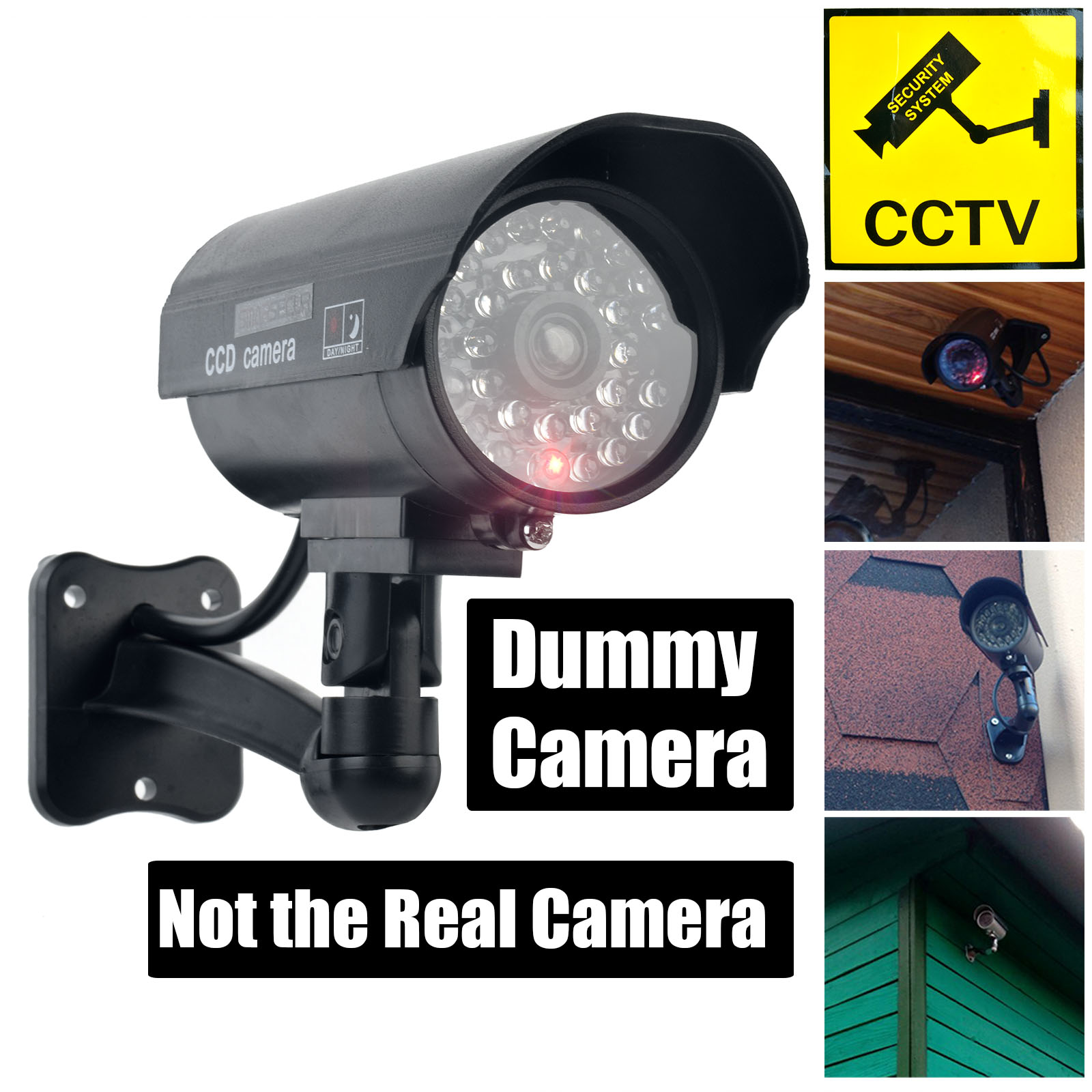 Outdoor Lighting And Camera - Smarsecur 偽カメラダミー防水セキュリティ CCTV 監視カメラ点滅赤色 Led ライト屋外屋内