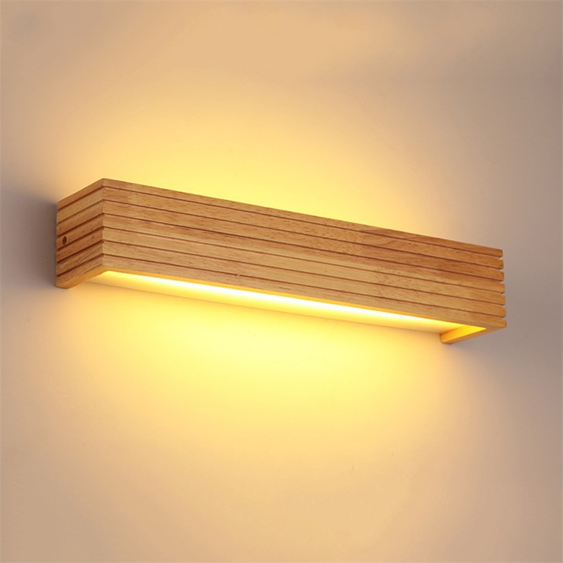 Outdoor Lighting Up And Down - モダンな日本風LEDオーク木製ウォールランプ、寝室用ベッドランプ、バスルーム用ウォールライト、無垢材ウォールライト器具