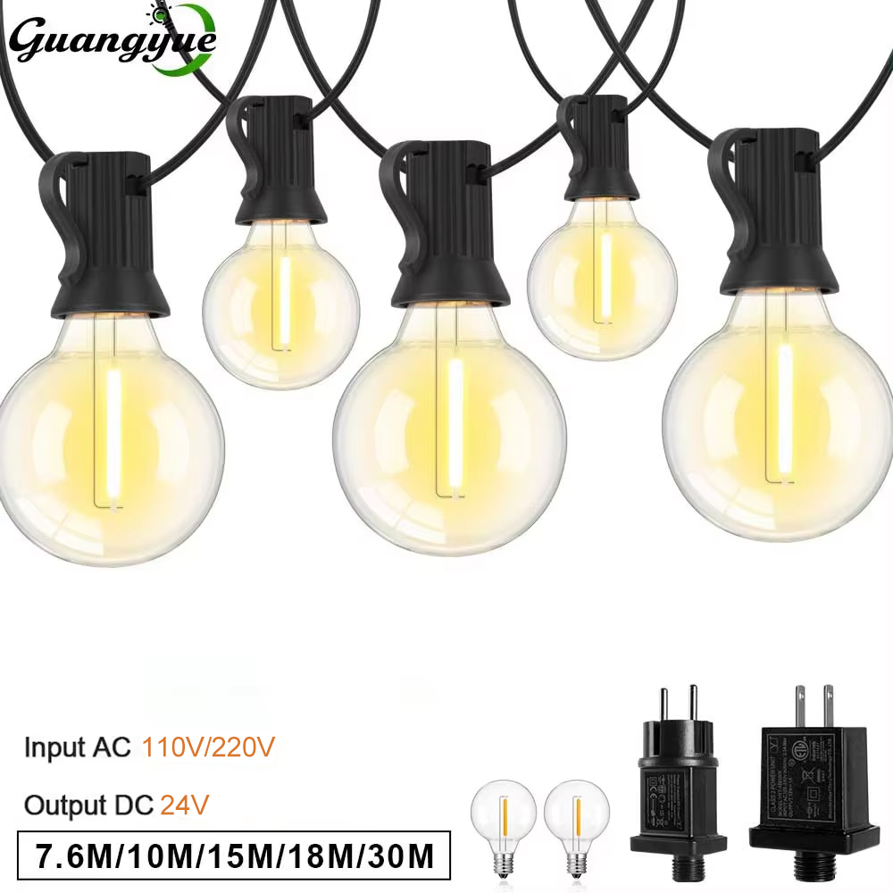 String Light Bistro - G40 LED ストリングライト E12 DC24V ワイド電圧出力飛散防止ヴィンテージライトストリング