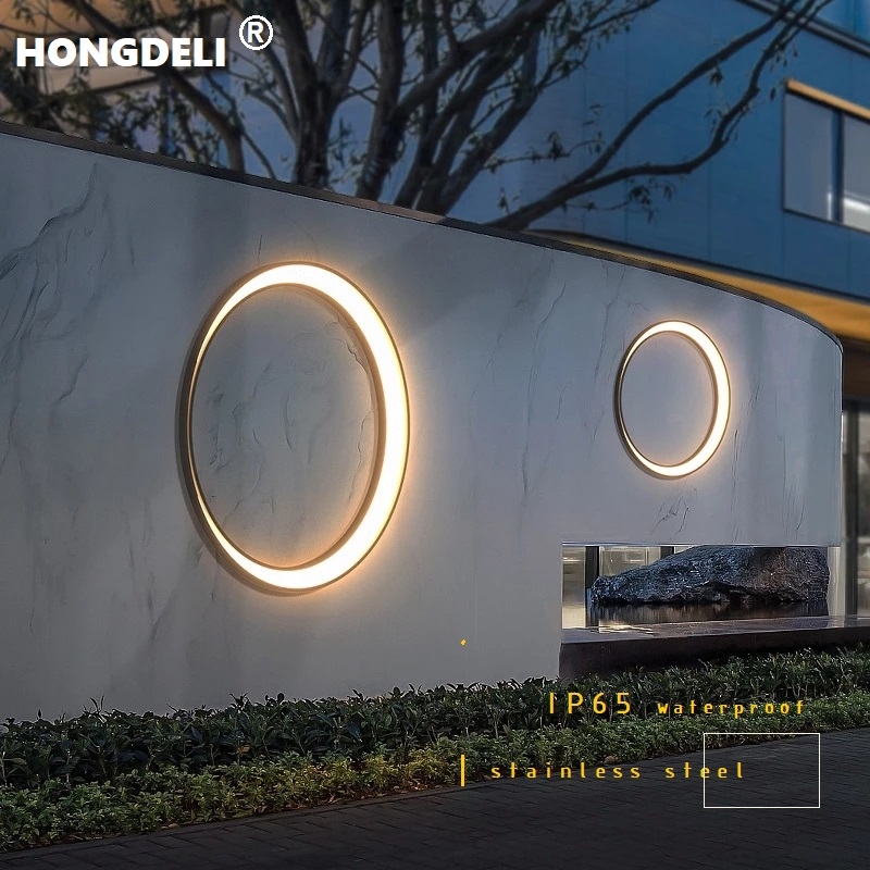 Outdoor Lighting Up And Down - モダンな屋外パティオライト月型IP65防水ステンレス鋼製丸型壁掛けランプ、クリエイティブなポーチ装飾用110V-220V対応
