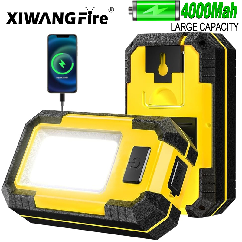 Outdoor Lighting Bollards - 4000MaH 充電式ワークライト 30 ワット超高輝度 COB 懐中電灯磁気ポータブル屋外電源バンクキャンプ緊急ランプ付き