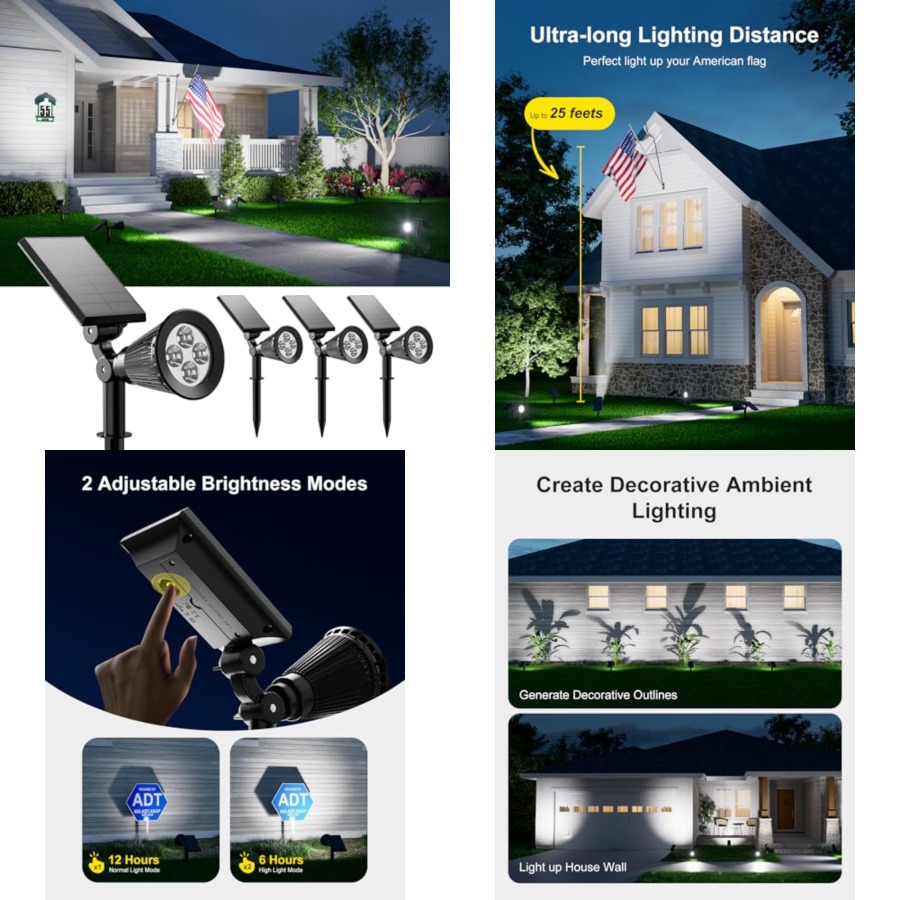 Wall Lighting Outdoor - ソーラースポットライト 屋外防水ライト 木、彫像、花、植木鉢、低木、壁用 明るいLED屋外景観投光器 海用