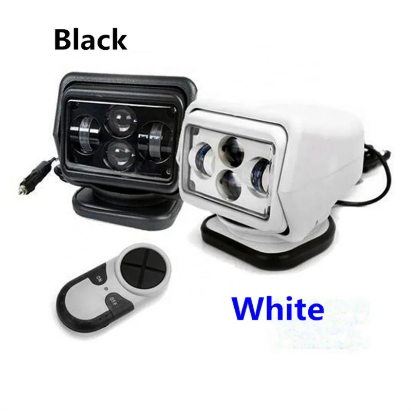 Outdoor Lighting Remote Control - LEDサーチライト、60W 12V24Vリモコン付き360度回転、トラック、オフロード、4X4、ボート用、スポットライト、屋外作業、キャンプ用