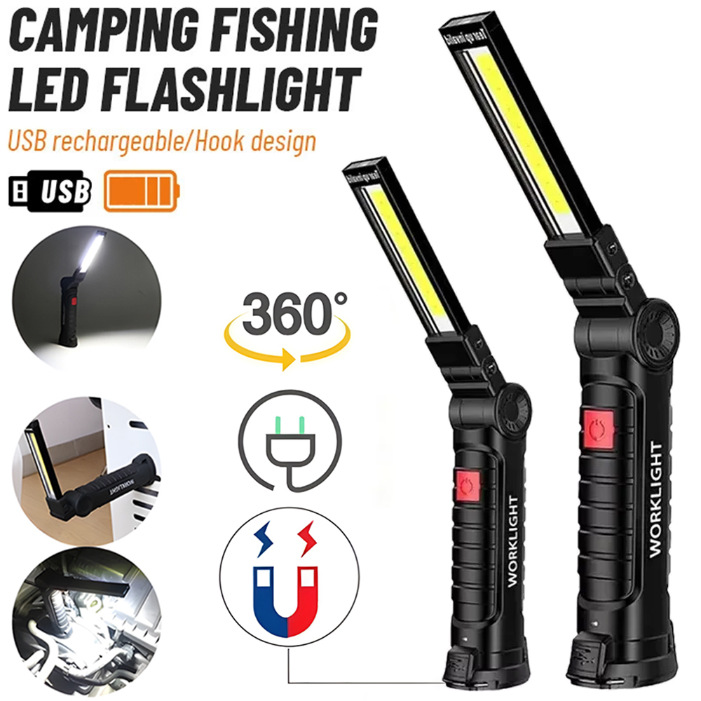 Outdoor Lighting Electric - LED COB 懐中電灯 USB 充電式トーチ検査ランプ 磁気付き、フック