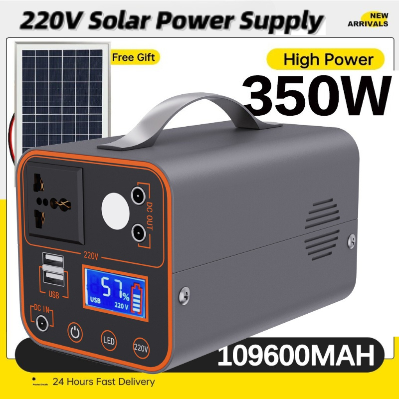 Outdoor Lighting No Outlet - 350W ポータブル電源 220V ACコンセント付き LEDライト発電機 蓄電式パワーバンク