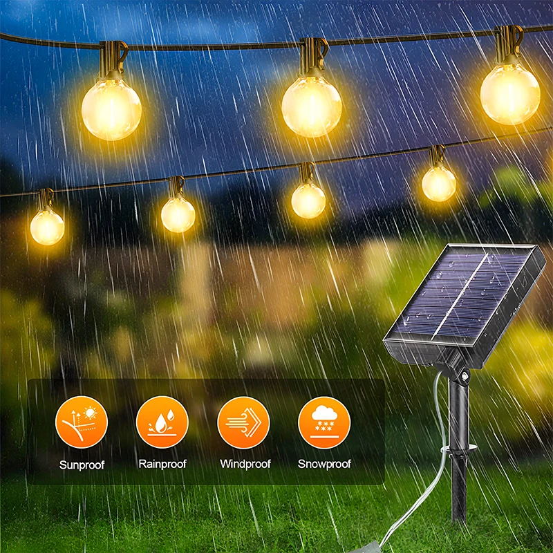 G40 LEDソーラーグローブLEDストリングライト屋外防水 - String Light Bistro のレビューと価格