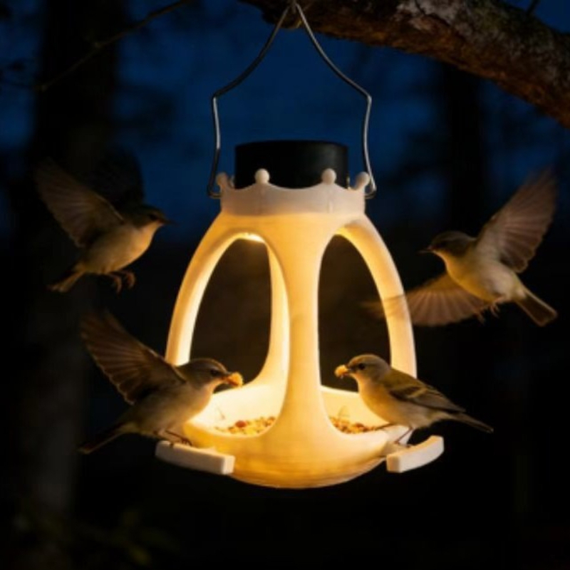 LEDライト付きソーラーバードフィーダー、屋外用防水・耐雨性 - Outdoor Lighting Under Eaves のレビューと価格