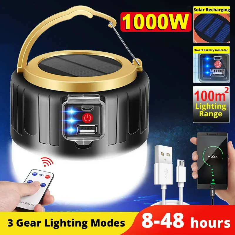 LED ソーラーキャンプライト電源銀行キャンプランタンリモコ - Outdoor Lighting Remote Control のレビューと価格