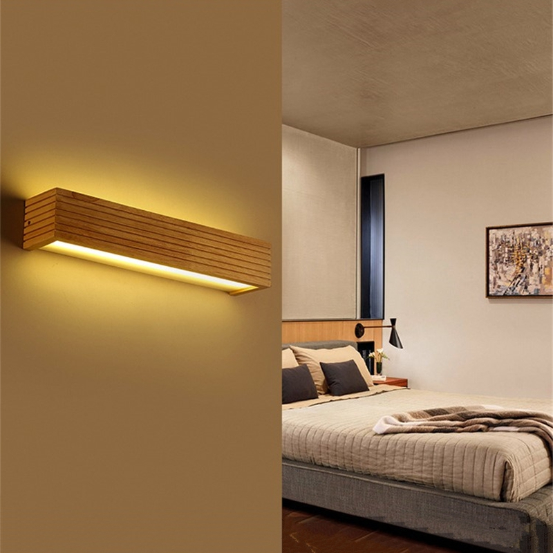 モダンな日本風LEDオーク木製ウォールランプ、寝室用ベッドラ - Outdoor Lighting Up And Down のレビューと価格