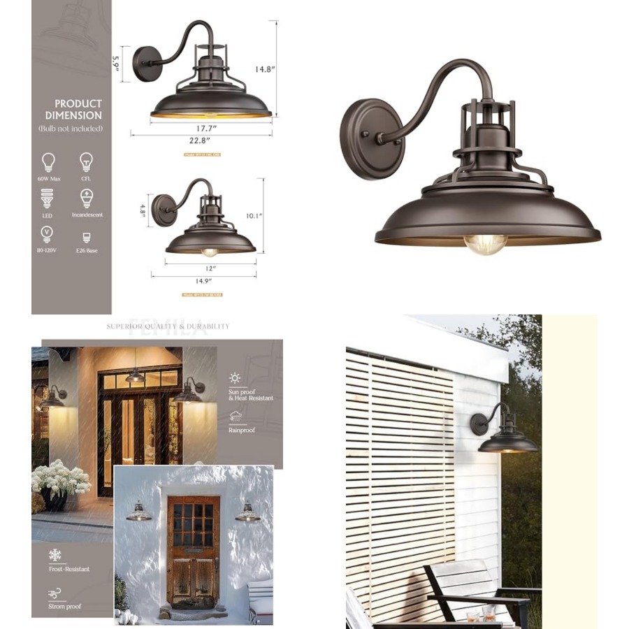 屋外納屋用照明器具、屋外照明器具、ヴィンテージファームハウス - Wall Lighting Outdoor のレビューと価格