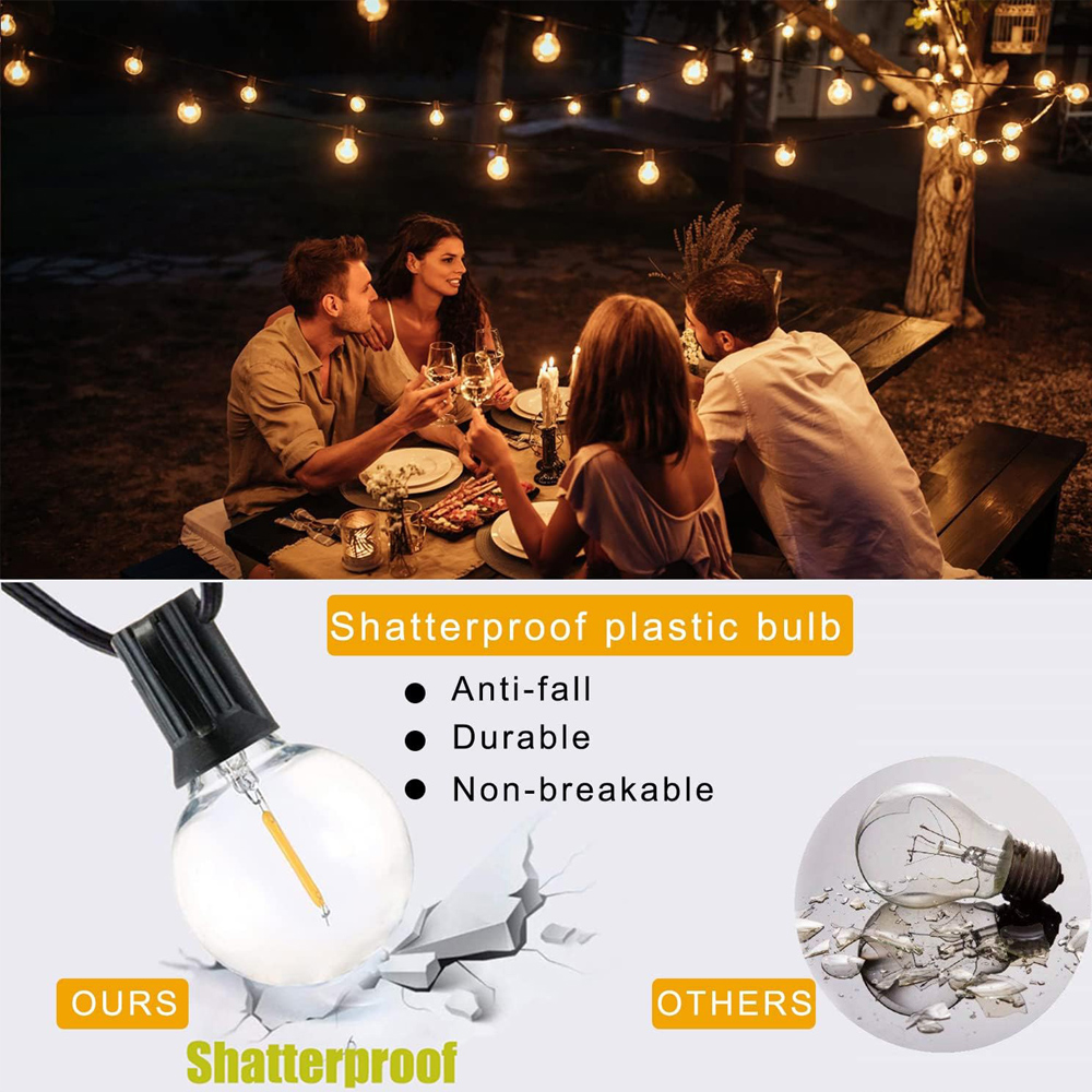 25フィート/50フィート G40 クリアグローブ電球 屋外 - String Light Bistro のレビューと価格
