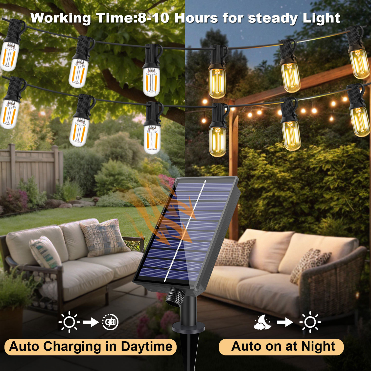 LED T22 ソーラーストリングライト 8 モードガーデン - String Light Bistro のレビューと価格