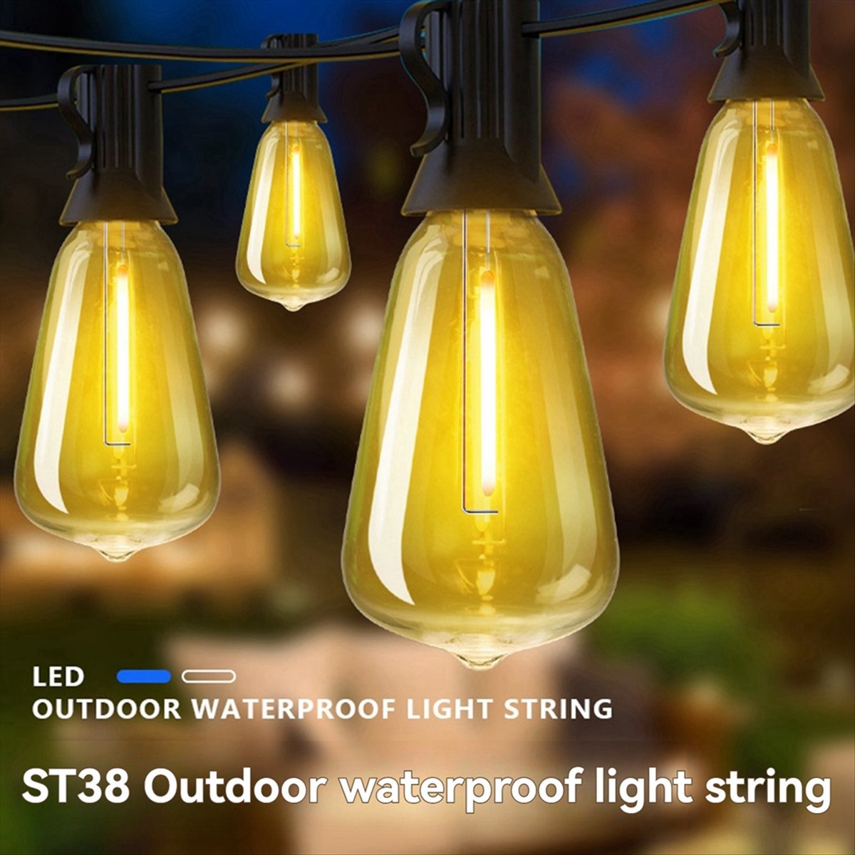 トップ ST38 LED ライトストリング パティオ飛散防止 - String Light Bistro のレビューと価格