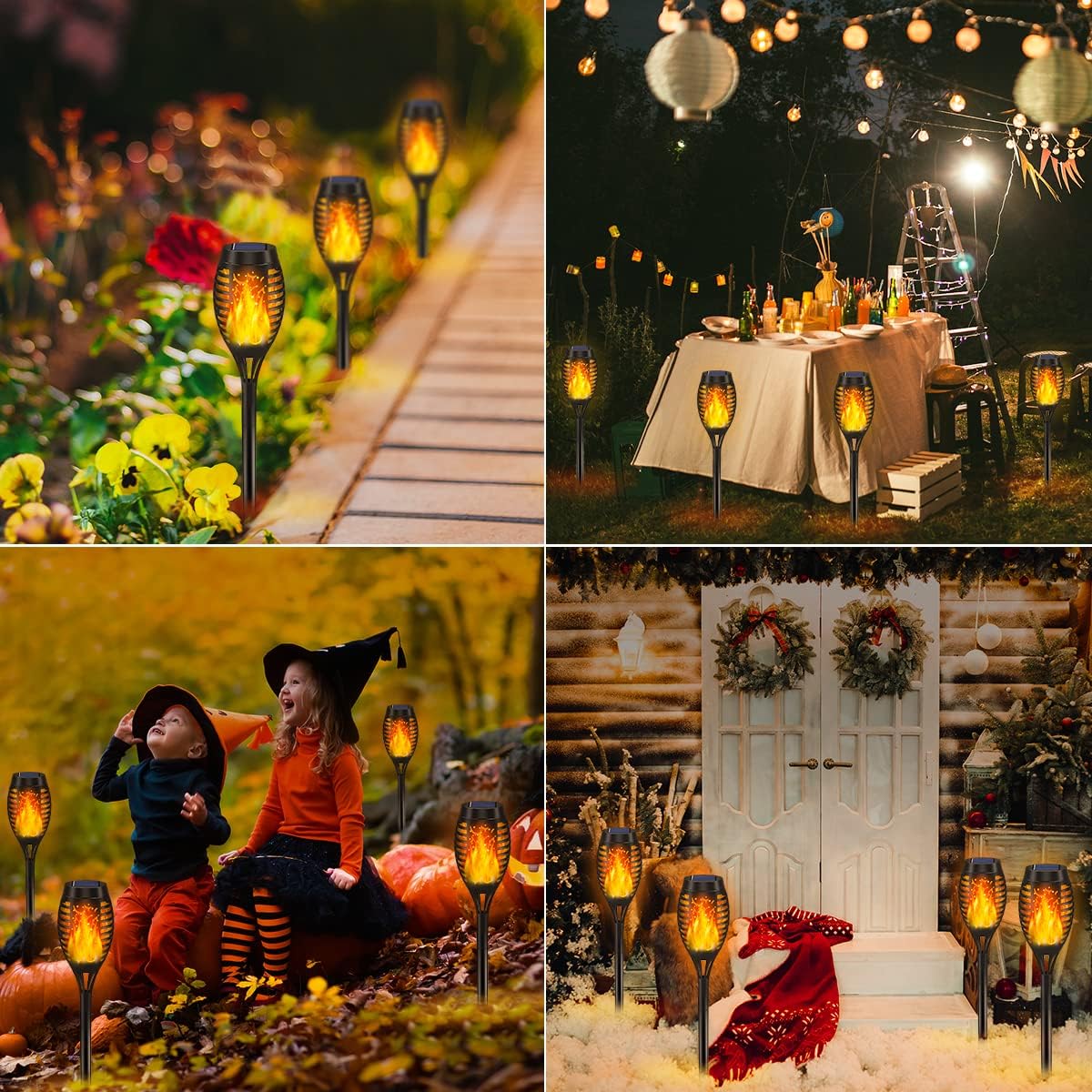 10パック ソーラートーチライト 屋外用 ゆらめく炎 ハロウ - Outdoor Lighting Art のレビューと価格