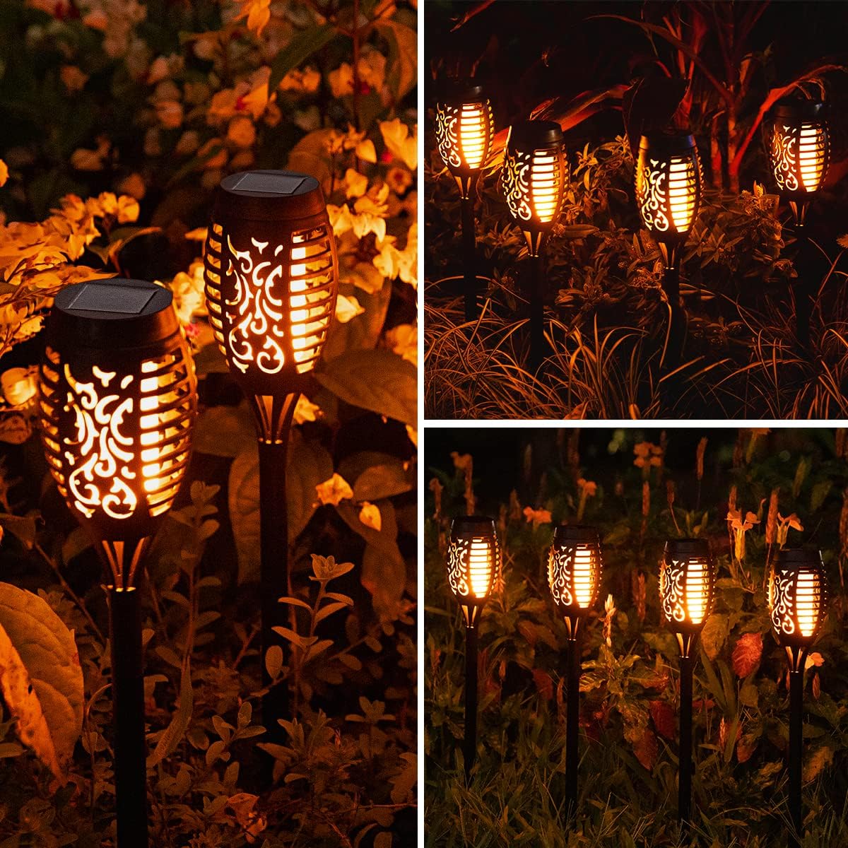 10パック ソーラートーチライト 屋外用 ゆらめく炎 ハロウ - Outdoor Lighting Art のレビューと価格