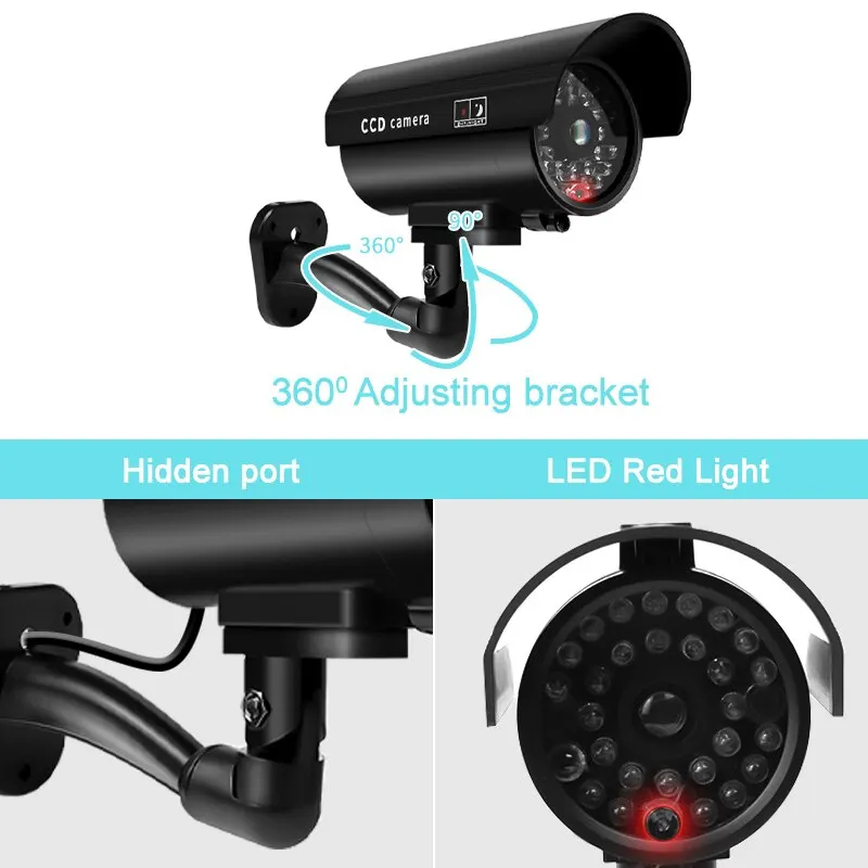 1PC ダミーセキュリティカメラ防水屋内屋外偽CCTV監視シ - Outdoor Lighting And Camera のレビューと価格