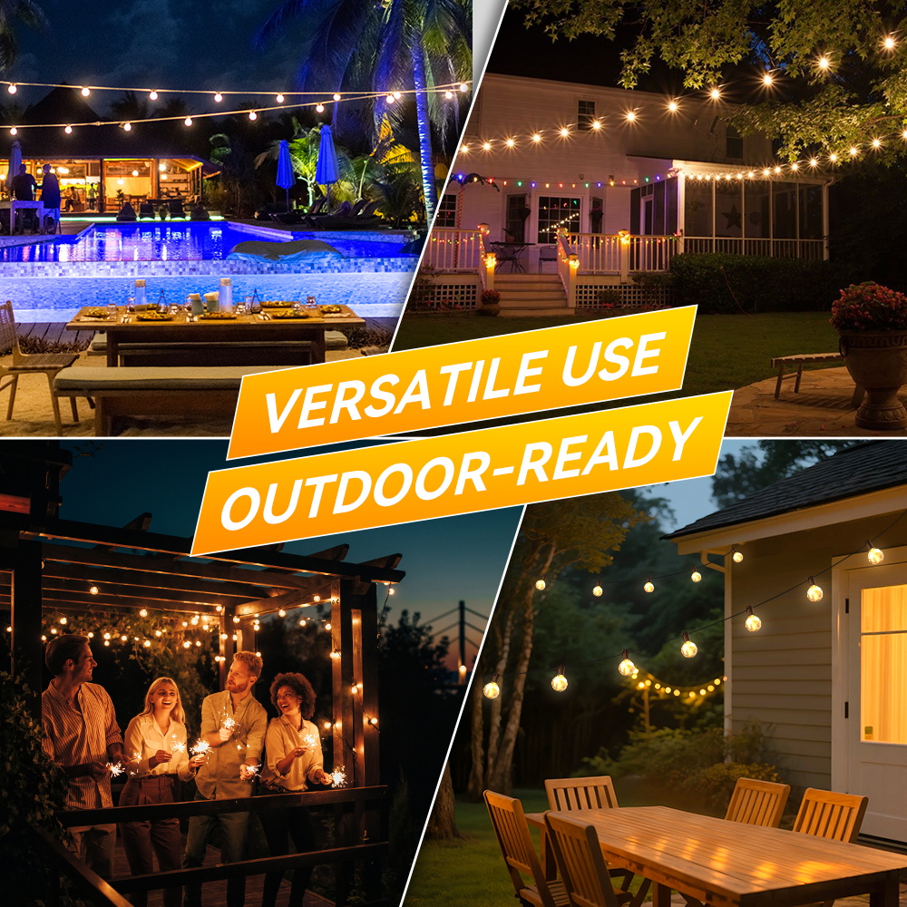 屋外 LED ソーラーライト防水ガーデンストリングランプリモ - String Light Bistro のレビューと価格