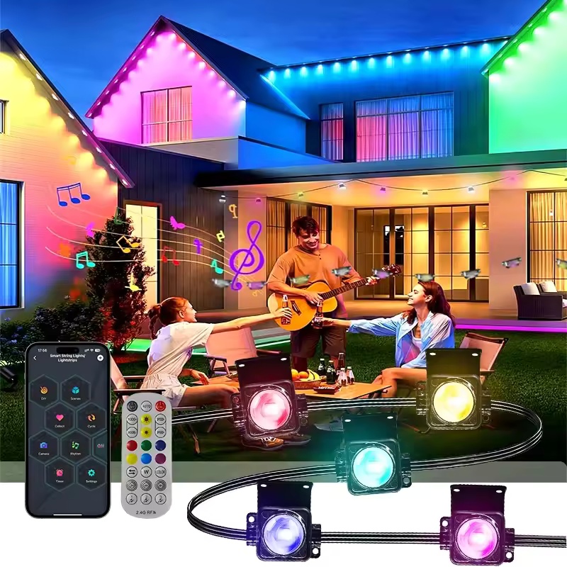 300フィートの常設屋外照明、アプリ制御リモコン付きRGB軒 - Outdoor Lighting Under Eaves のレビューと価格