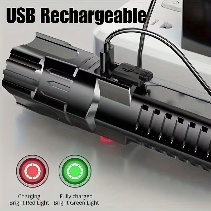 新型高出力LED懐中電灯 USB充電式トーチ ズーム機能付き - Outdoor Lighting Bollards のレビューと価格