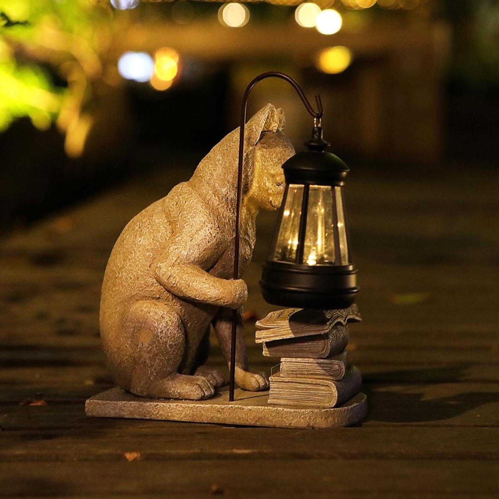 猫ソーラーガーデンミニスタチュー彫刻ソーラーランプライト樹脂 - Outdoor Lighting Art のレビューと価格
