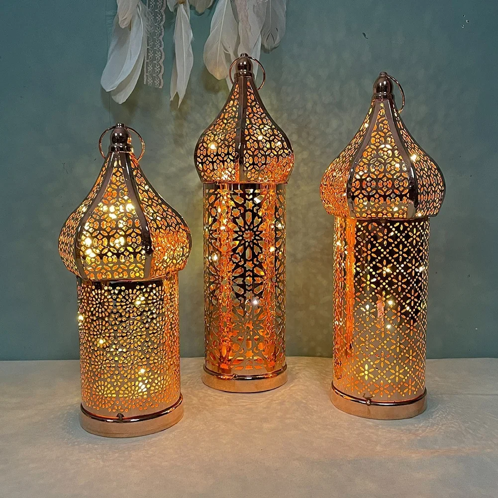 モロッコの金色の中空鉄のランタン,ラマダンの家の装飾,光の装 - Outdoor Lighting Art のレビューと価格