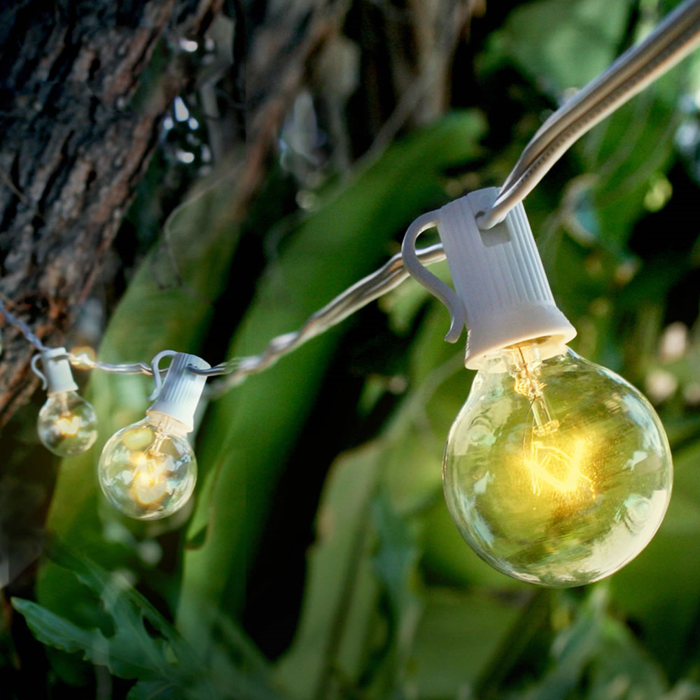 8M G40電球グローブストリングライト25個クリア電球屋外 - String Light Bistro のレビューと価格