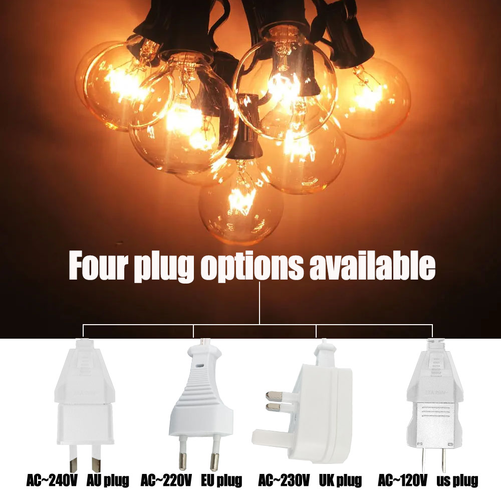8M G40電球グローブストリングライト25個クリア電球屋外 - String Light Bistro のレビューと価格