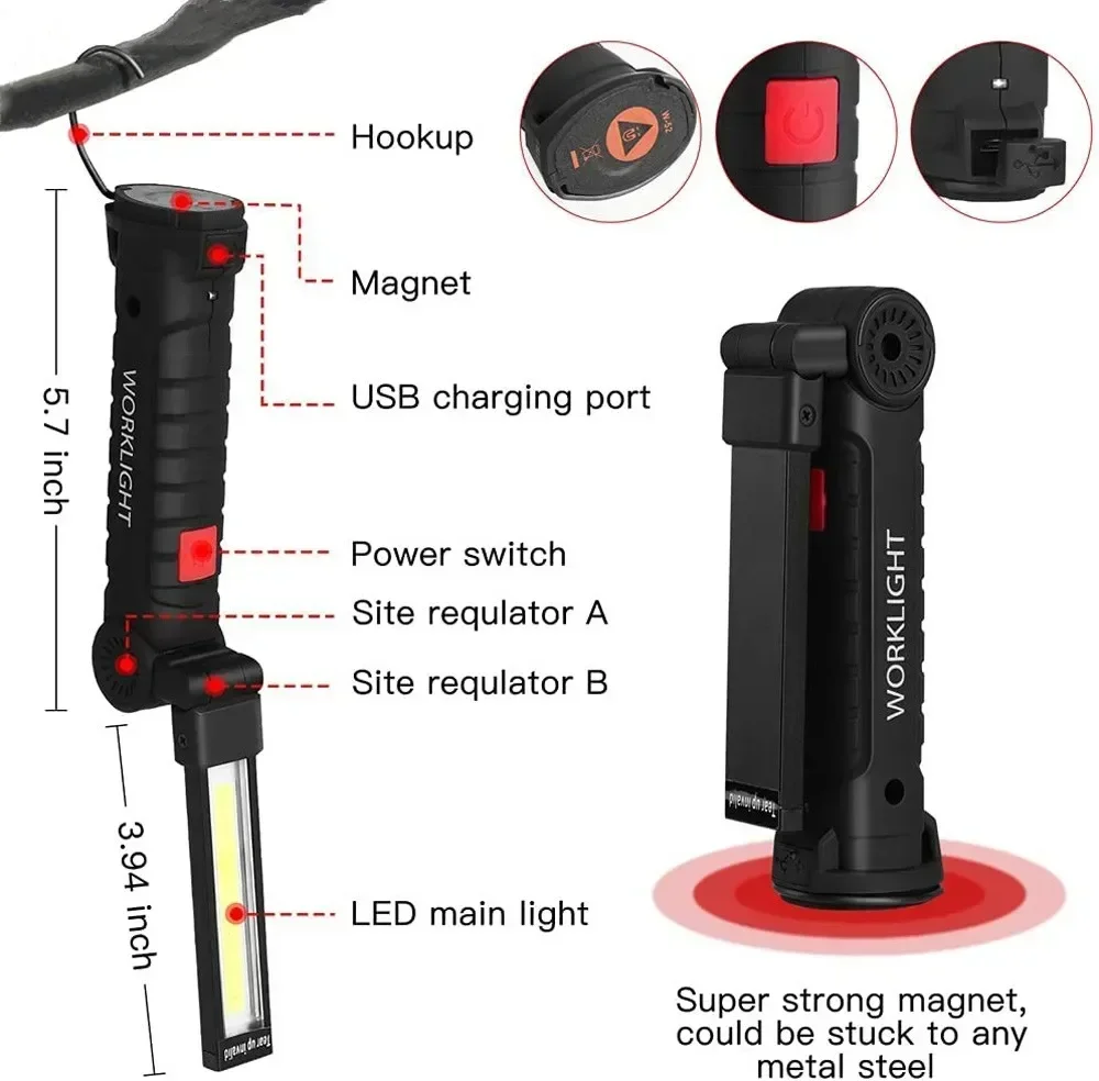 LED COB 懐中電灯 USB 充電式トーチ検査ランプ 磁 - Outdoor Lighting Electric のレビューと価格