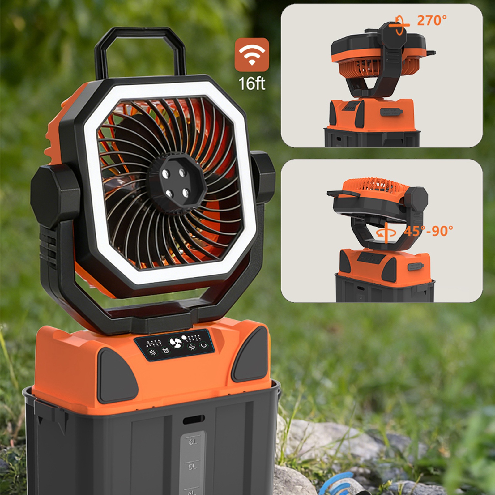 充電式キャンプファン、6Lバケツ、LEDライト、リモコン付き - Outdoor Lighting Remote Control のレビューと価格