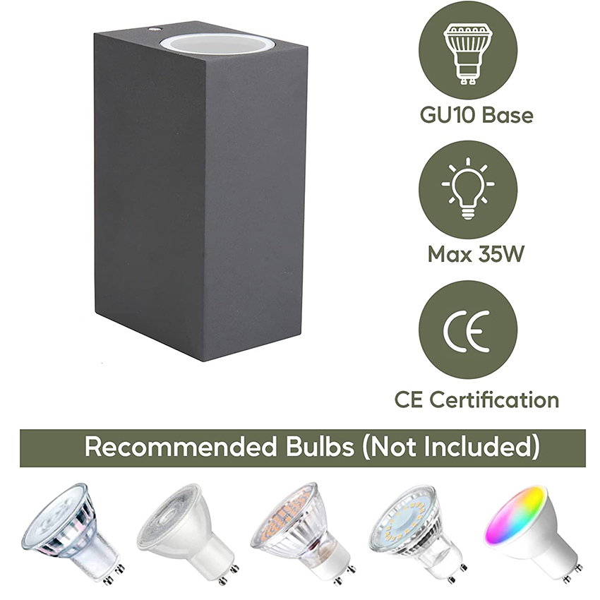 黒/白アルミニウム GU10 ベース屋外防水ウォールライトガ - Outdoor Lighting Up And Down のレビューと価格